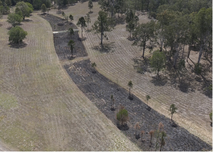 Aerial burn site of regeneration area, SERF.
